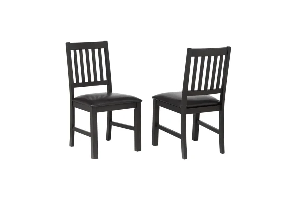 Ashford Side Chair Set of 2 - Elegant Black & Rustic Walnut Finish, Distressed Hardwood Design