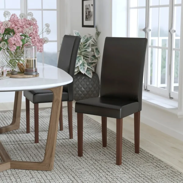 Mid-Century Upholstered Dining Chair with Tall Backrest