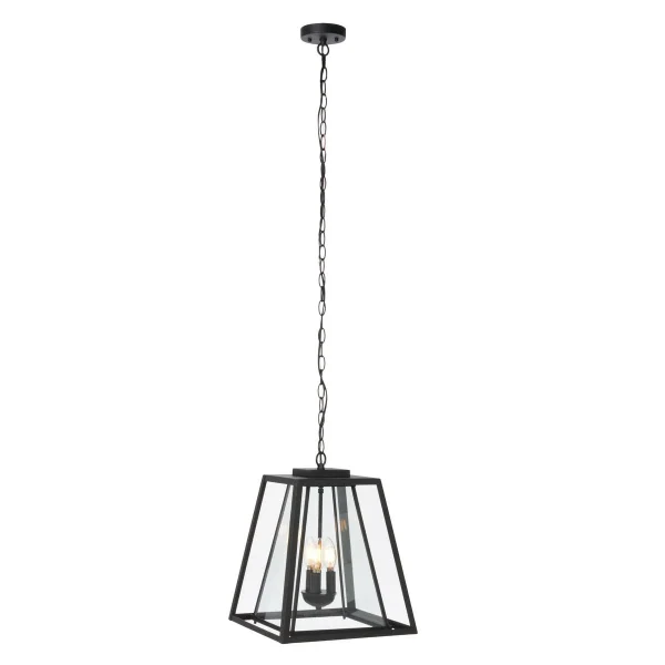 Rydler Outdoor Pendant Light - Modern Industrial Design with Clear Glass & Black Metal Finish