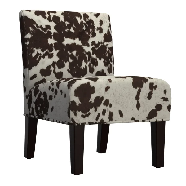 Chayce Accent Chair - Southwestern Style with Faux Cowhide Print Upholstery and Espresso Legs