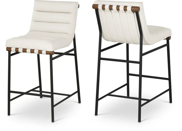 Burke Contemporary Counter Stool - Stylish Vegan Leather, Walnut Wood & Matte Black Frame Design