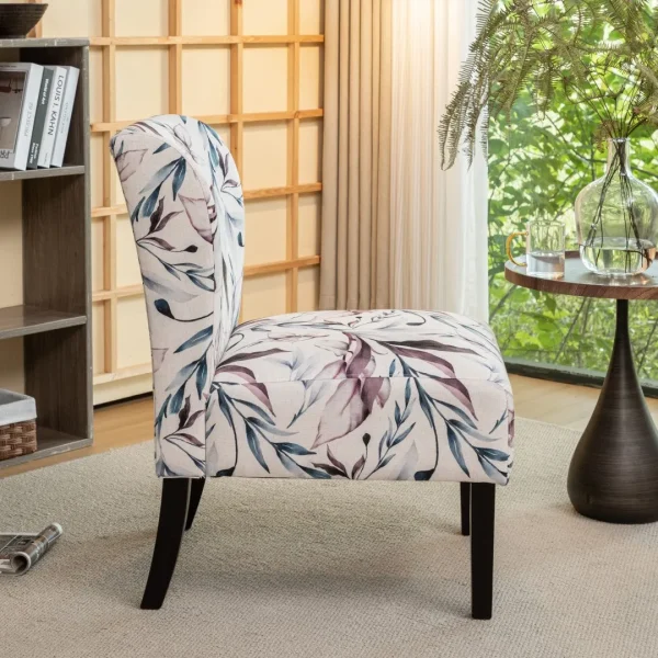 Armless Purple Floral Accent Chair - Contemporary Design, Durable Construction