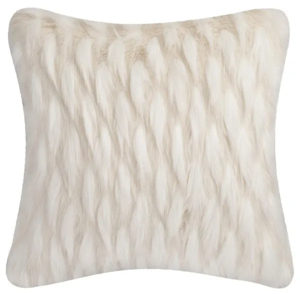Luxe Feather Pillow - Creamy White Faux Fur Accent for Stylish Comfort & Easy Care with Hidden Zipper
