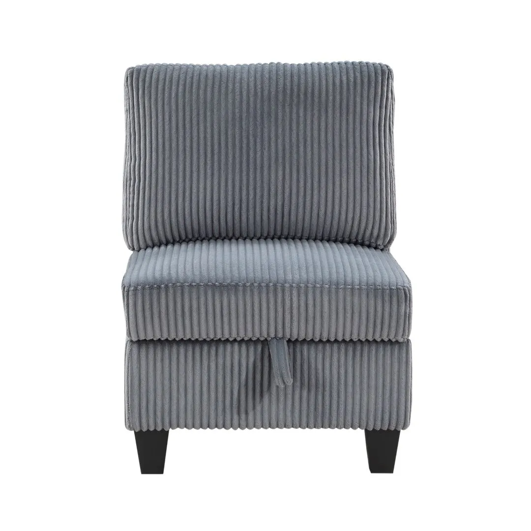 2fDark-Gray-Armless-Chair-with-Storage-Corduroy-Fabric-Upholstery-1-Piece