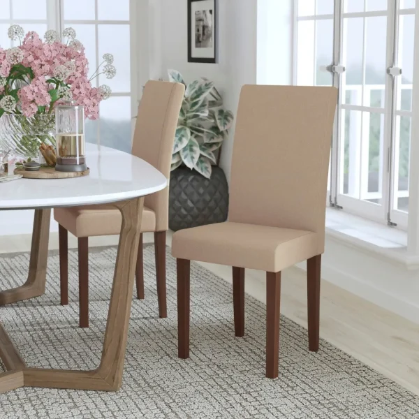 Mid-Century Upholstered Dining Chair, High Panel Back Design