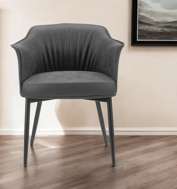25 Charcoal & Black Faux Leather Distressed Arm Chair – Stylish Comfort for Any Living Space!