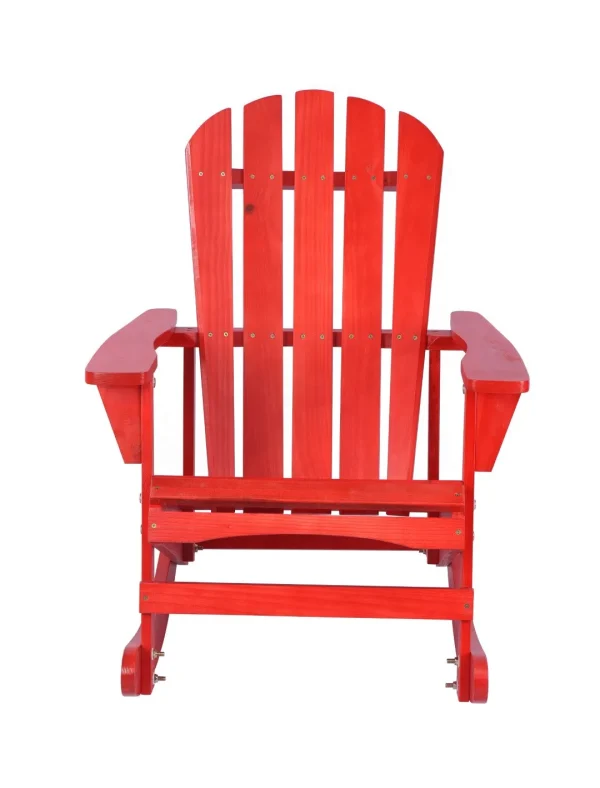 Adirondack Red Rocking Chair | Solid Wood Outdoor Patio Furniture for Relaxation