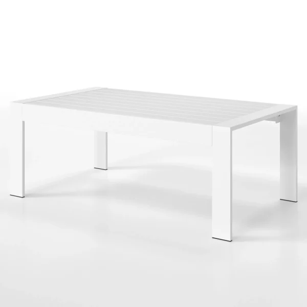 Aluminum Outdoor Coffee Table, Modern Rectangular Patio Table for Outside, All-Weather, White