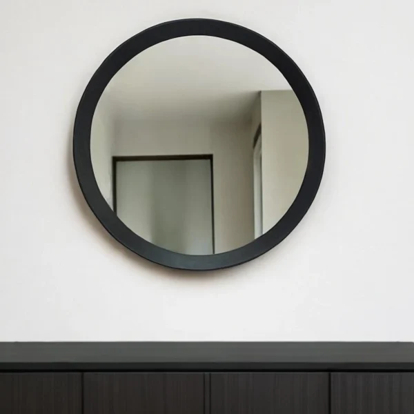 20 Dark Brown Round Wood Framed Accent Mirror - Stylish, Versatile Decor for Every Room's Elegance
