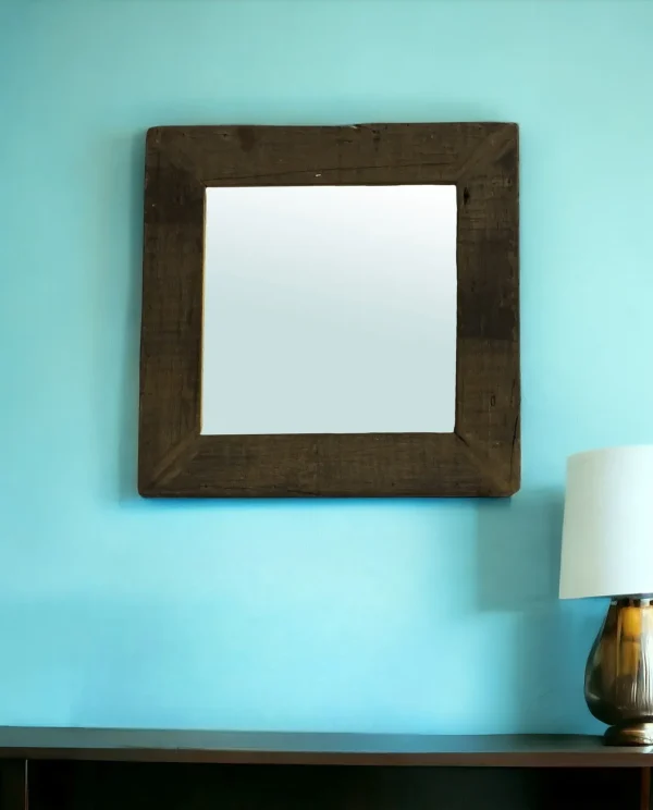 16 Square Brown Framed Accent Mirror - Stylish Home Decor for Modern Spaces, Versatile & Chic!