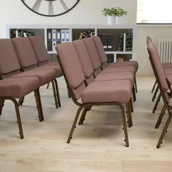 Gold Vein Stacking Church Chair, Dot Fabric, 21''W - Commercial Grade, 800 lb. Capacity