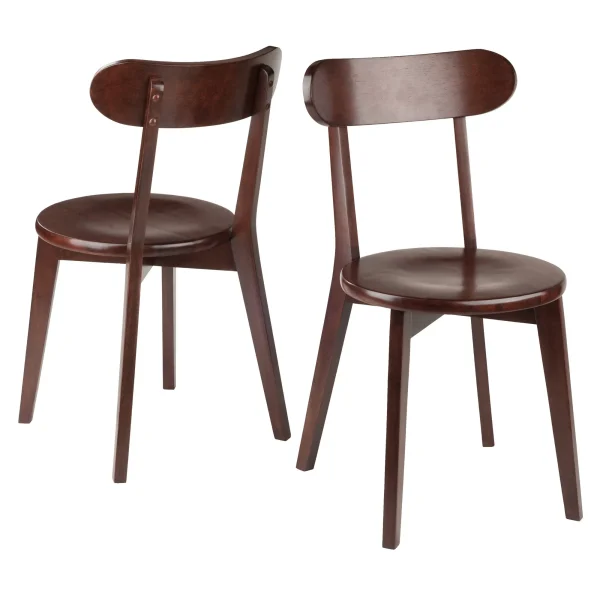 Pauline 2-Piece Chair Set - Modern Vintage Walnut Dining Chairs with Flared Legs & Broad Seats