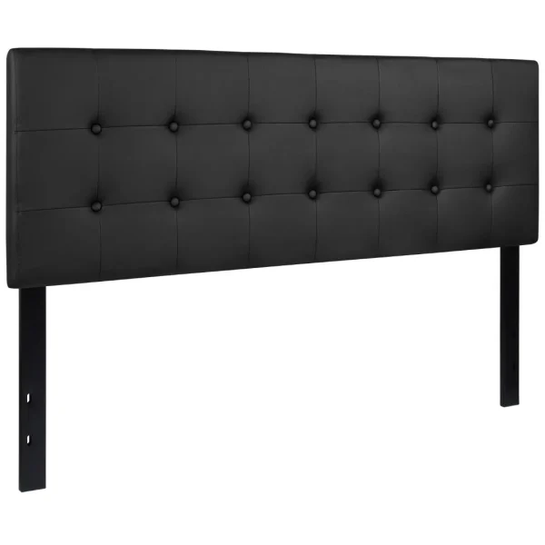 Tufted Upholstered Queen Size Headboard in Vinyl