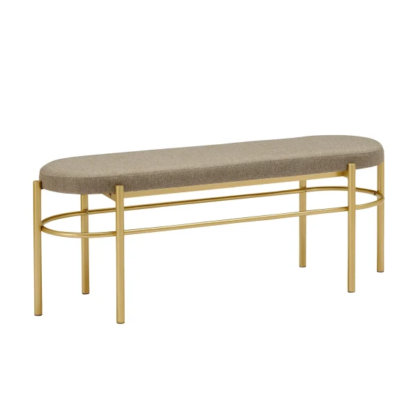 Elizabeth Glam 48 Transitional Bench with Cushioned Seat - Stylish Taupe & Gold Design, 300 lbs