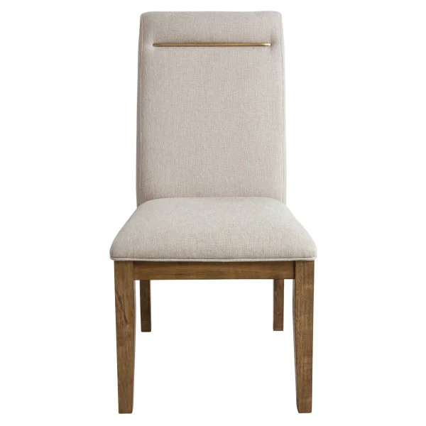 Garland Side Chair Set of 2 - Elegant Upholstered Accent Chairs with Brass Detail & Toffee Finish
