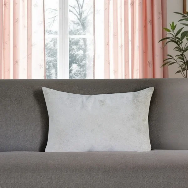 16 x 24 Ivory Faux Leather Zippered Pillow - Soft, Stylish Accent for Sofa, Chair, or Bed Decor