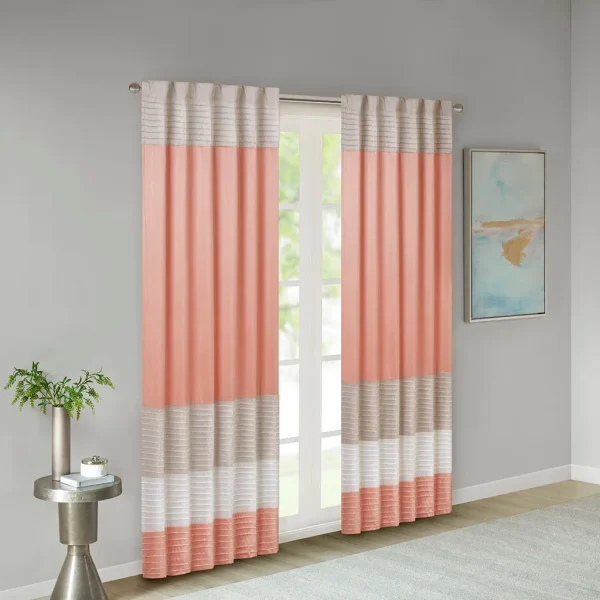 Amherst Transitional Pintuck Curtain Panel - Modern Color Block Design for Stylish Window Decor