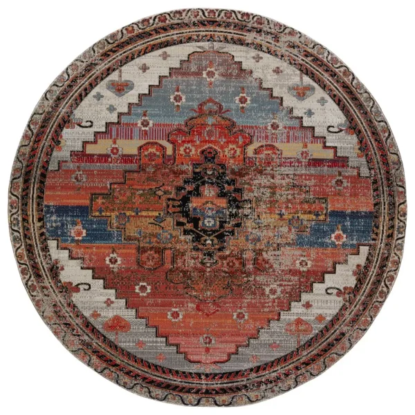 Polaris Cicero POL40 Powerloomed Machinemade 100% Polypropylene Vintage Medallion Outdoor Rug