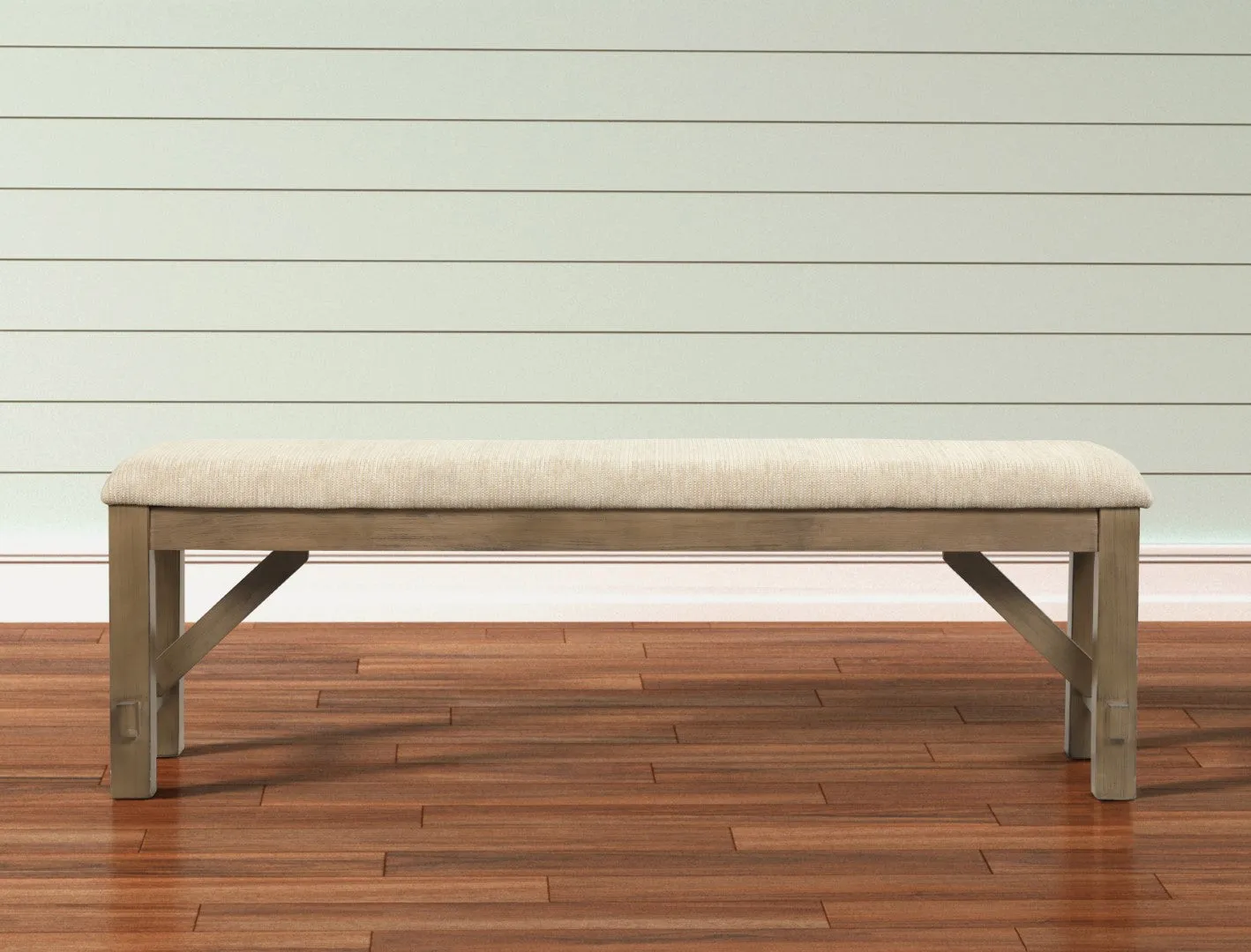 4wRaven-Wood-Fabric-Dining-Bench-Glazed-Pine-Brown-Tan-Upholstery-60L-x-16W-x-2025H