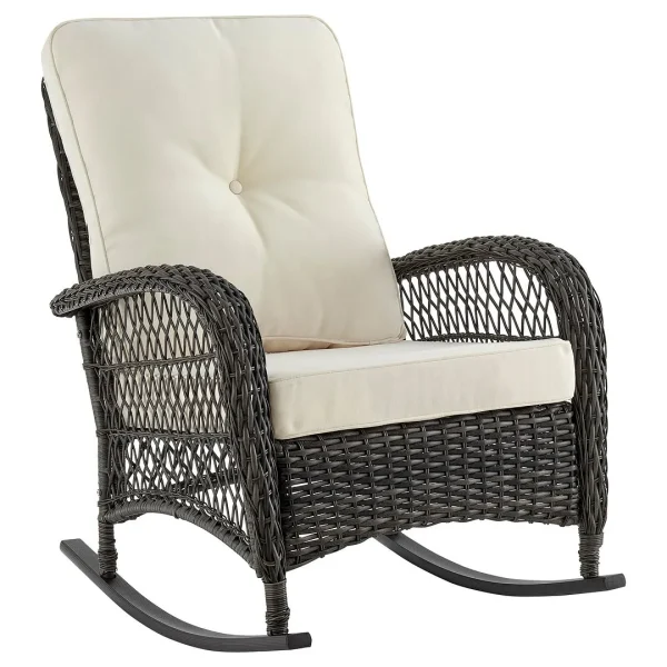 Fruttuo Traditional Rocking Chair - Timeless Rattan Design for Cozy Outdoor Relaxation & Comfort