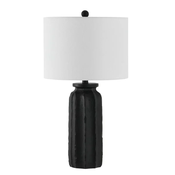 Candri Table Lamp - Elegant Matte Black Resin Base with Crisp White Shade for Chic Interiors