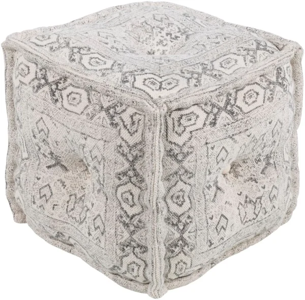 Daveed Pouf - Elegant Global-Style Accent, 16 Square, Cozy Cotton & Polyester, Perfect for Modern Homes