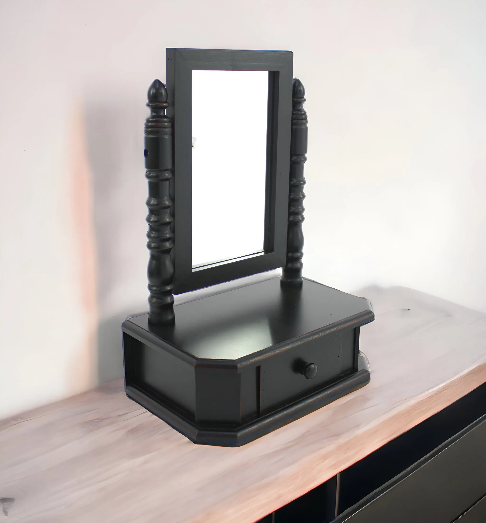 5v20-Stylish-Black-Wood-Framed-Tabletop-Mirror-for-Makeup-Shaving-and-Accessory-Styling-Needs