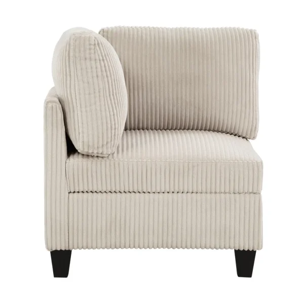Beige Corner Seat with Storage, Corduroy Upholstery, Modern Living Room Furniture