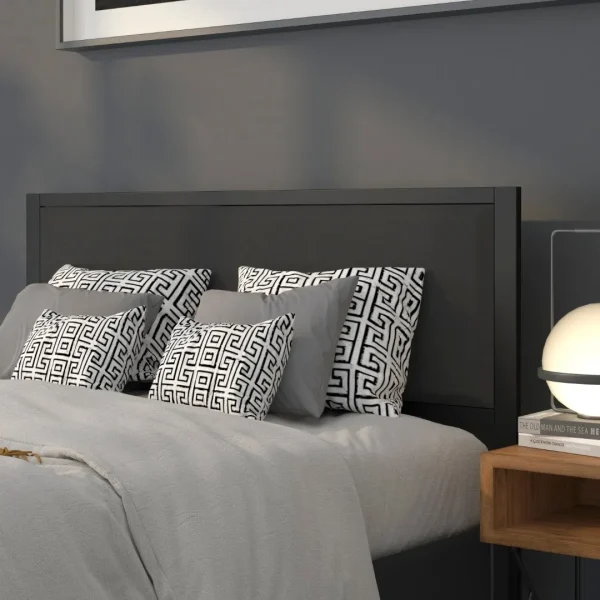 Metal Upholstered Queen Size Headboard in Fabric
