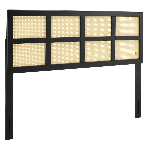 Luana Cane Full Headboard - Stylish Woven Rattan Design with Window Pane Detail for a Chic Bedroom