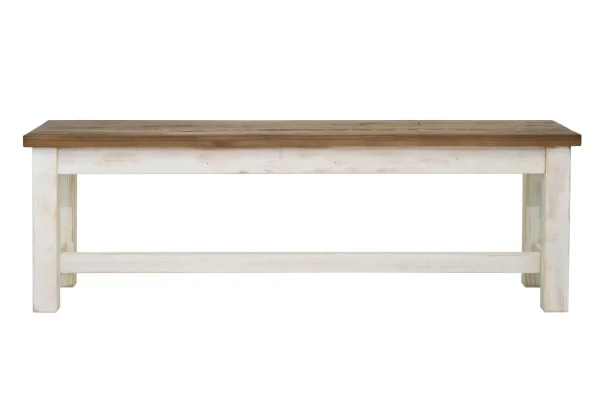 Provence Bench - Stylish Antique White & Rustic Natural Finish, Sturdy FSC Reclaimed Pine Seating