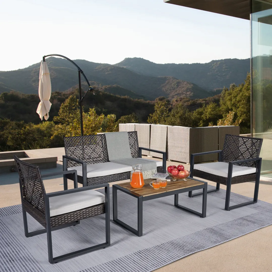 6p4-Piece-Patio-Furniture-Set-Outdoor-Acacia-Wood-Table-Top-Modern-Brown-Beige-Cushion_1