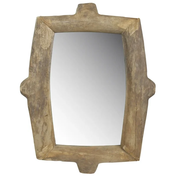 Natural Wooden Wall Mirror - Rustic Rectangular Design with Tree Trunk Accents for Any Decor