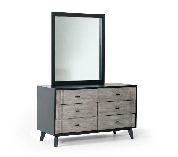 40 Black Ash Veneer Rectangle Wall Mounted Dresser Mirror - Modern Engineered Wood Framed Design