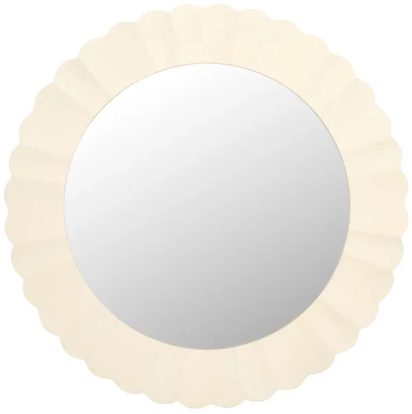 Nooa 36 Inch White Wood Mirror with Elegant Circular Design - Perfect for Any Room Decor Style