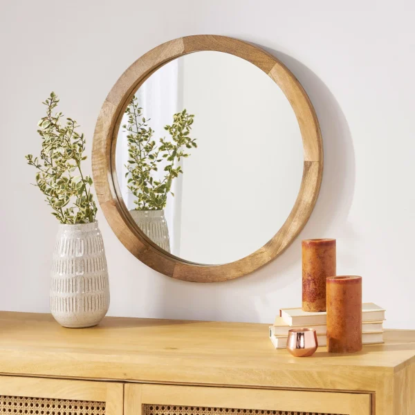 Christopher Knight Home® Round Mango Wood Mirror : Modern Design