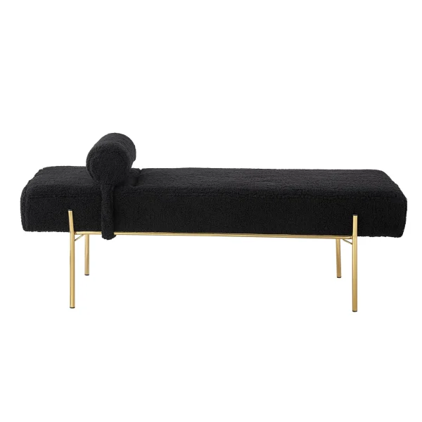 Stylish Upholstered Sherpa Bench with Gold Metal Frame - Perfect for Bedroom or Living Room Decor