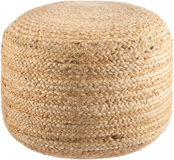 Budapest Pouf – Cottage Style Woven Accent for Living Spaces, Textured Jute Design, Extra Seating