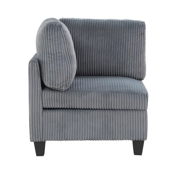 Modern Dark Gray Corner Seat with Storage, Corduroy Upholstery - 1 Piece Modular Furniture