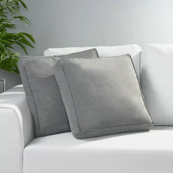Christopher Knight Home® Outdoor Relaxation: Tash Square Pillows, Set of 2, Water-Resistant Charcoal