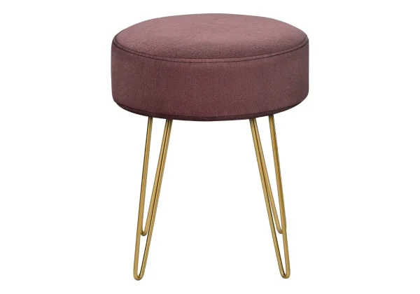 Ottoman, Plush Round Foot Stool with Elegant Hairpin Legs for Modern Living Room & Bedroom Decor
