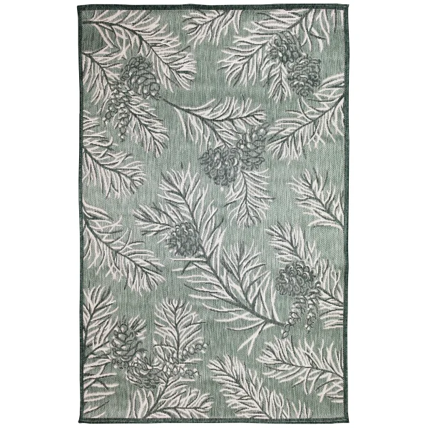 Malibu Pine Bough Indoor/Outdoor Rug - Cozy, Weather Resistant, Durable Design for High Traffic Areas