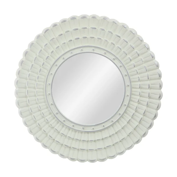 Christopher Knight Home® Round Mirror with Carved Flower Frame, Matte White - Handcrafted, 23.50 -