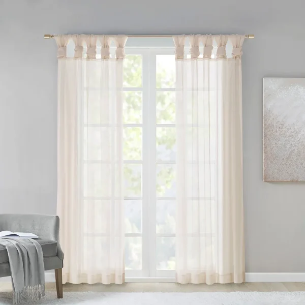 Ceres Twisted Tab Voile Sheer Window Panels - Soft, Airy Elegance for Any Room Decor Upgrade