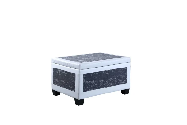 24 Stylish White and Black Upholstered Faux Leather Storage Bench with Multi-Functional Flip Top