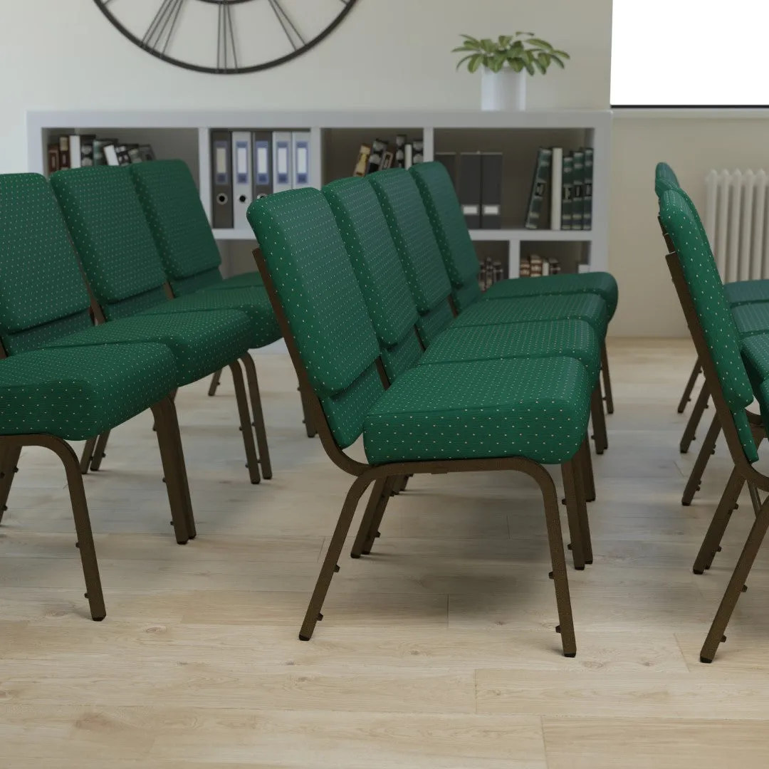 9hCommercial-Grade-Series-21-W-Stacking-Church-Chair-in-Hunter-Dot-Patterned-Fabric-Gold-Vein-Frame