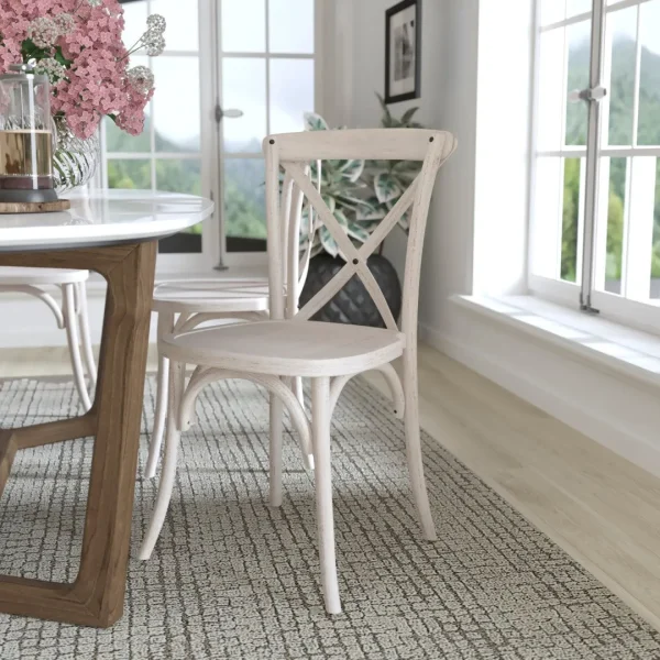 2-Pack Commercial Grade Advantage Resin X-Back Chairs - Stackable & Sturdy