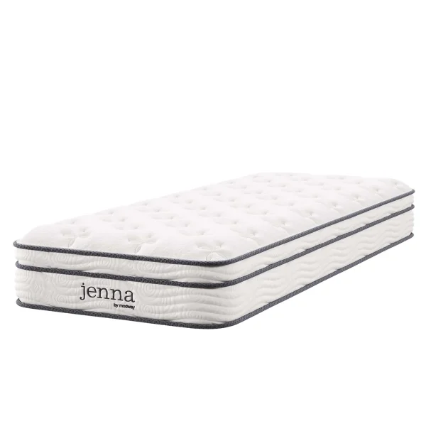 Jenna 8 Hybrid Narrow Twin Mattress - Quilted Top, Cooling Foam, Pocket Coils