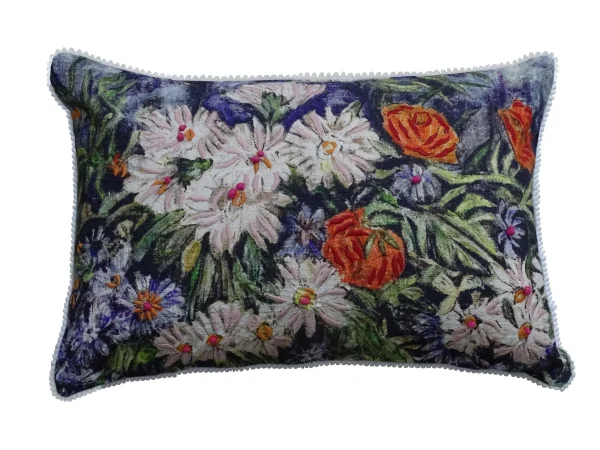 14 Blue and White Floral Zippered Handmade Cotton Blend Throw Pillow – Chic Decor Accent Piece