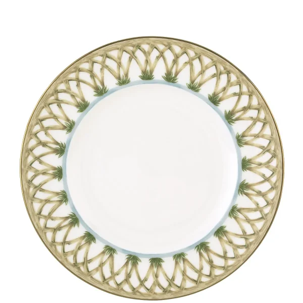 British Colonial Porcelain Accent Plate with Gold Trim, 9 - Dishwasher Safe